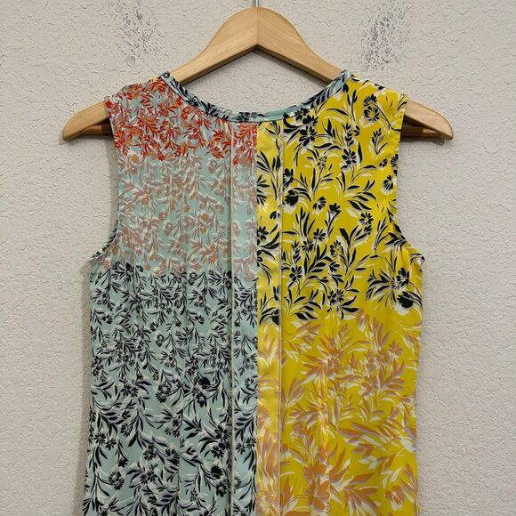 CABI Golden Glow Split Hem Tunic Top Floral Sleeveless Blouse Summer - Picture 5 of 9